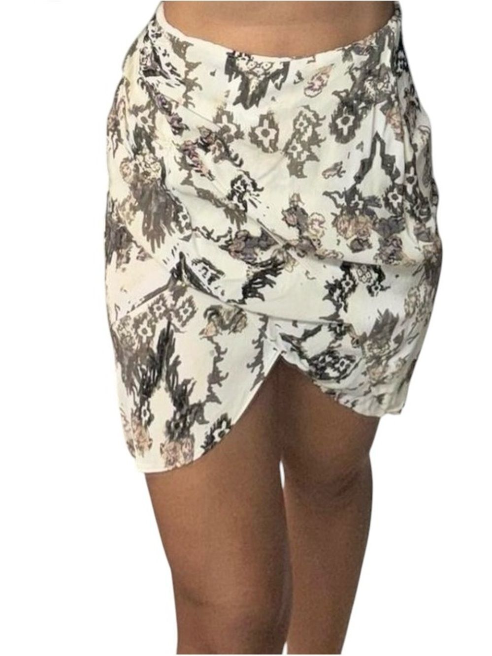 IRO Shania Faux Wrap Printed Mini Skirt Cream Size 00 FR 32  Pristine